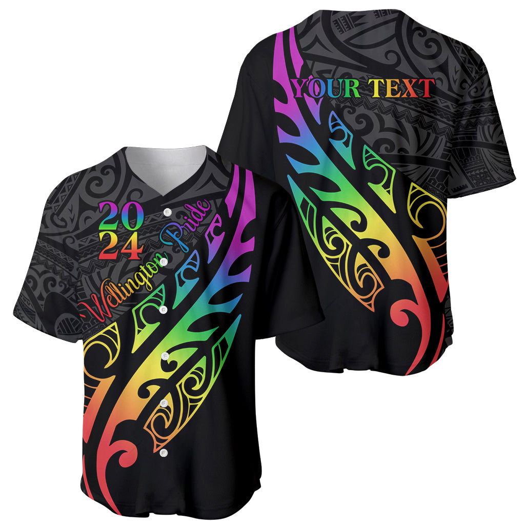 Personalised New Zealand Wellington Pride Baseball Jersey Maori Fern with Pride Flag 2024