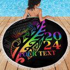 Personalised New Zealand Wellington Pride Beach Blanket Maori Fern with Pride Flag 2024
