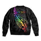 Personalised New Zealand Wellington Pride Bomber Jacket Maori Fern with Pride Flag 2024