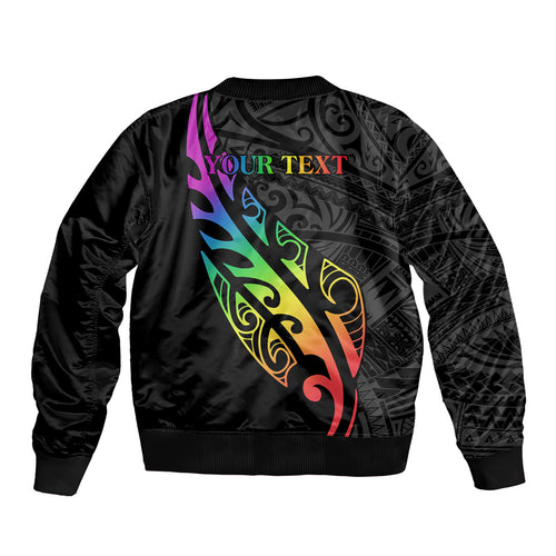 Personalised New Zealand Wellington Pride Bomber Jacket Maori Fern with Pride Flag 2024