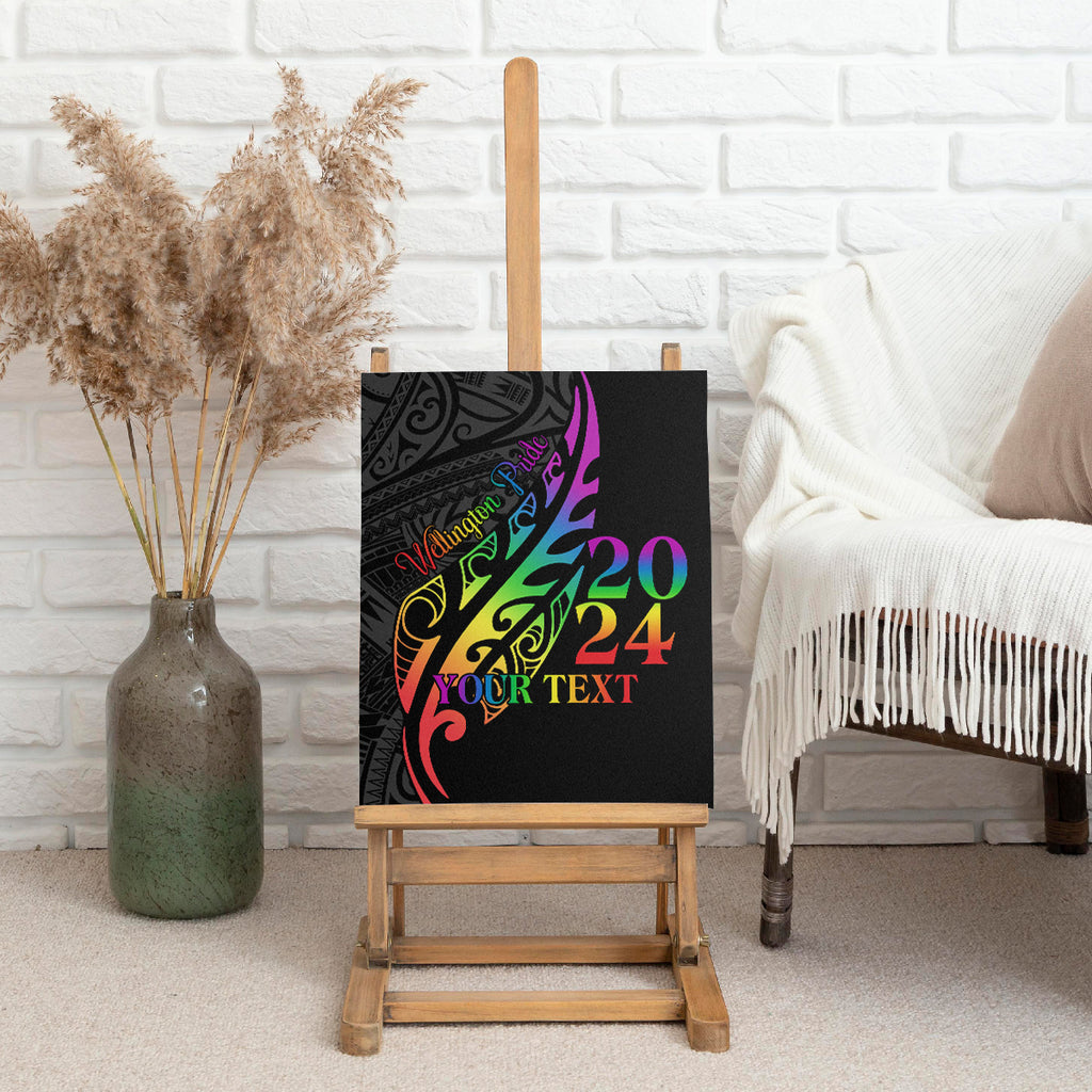 Personalised New Zealand Wellington Pride Canvas Wall Art Maori Fern with Pride Flag 2024