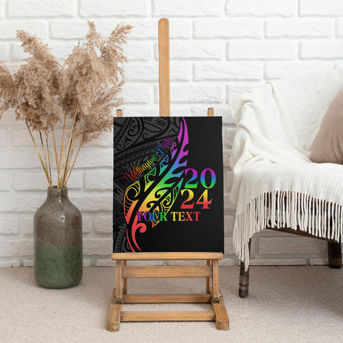 Personalised New Zealand Wellington Pride Canvas Wall Art Maori Fern with Pride Flag 2024