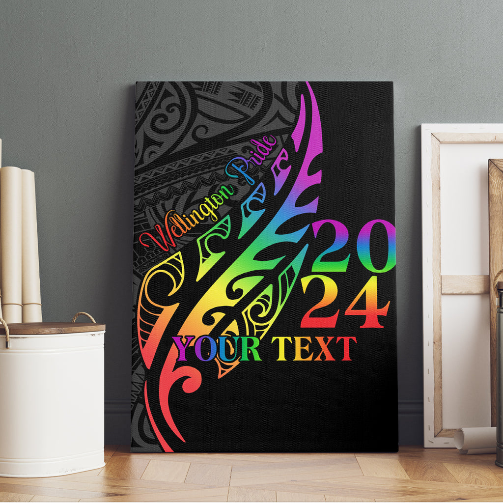 Personalised New Zealand Wellington Pride Canvas Wall Art Maori Fern with Pride Flag 2024