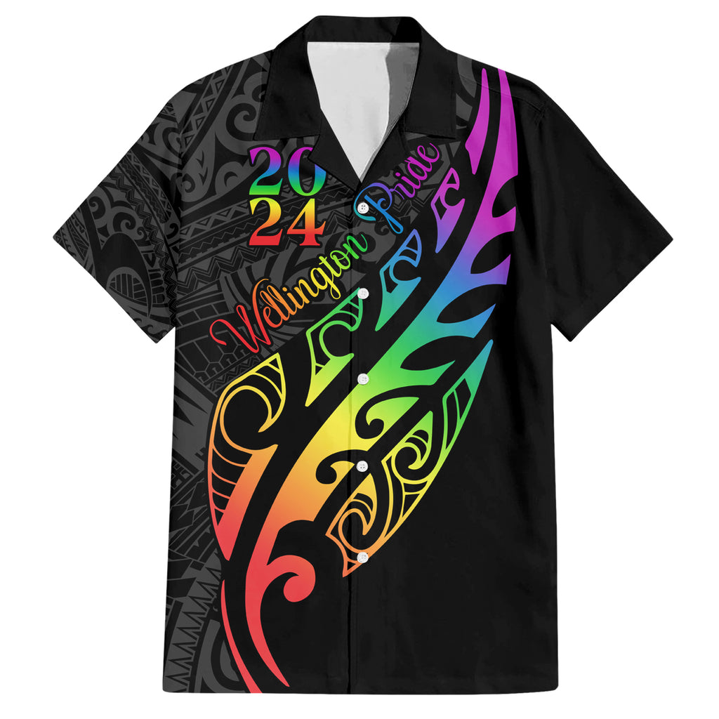 Personalised New Zealand Wellington Pride Hawaiian Shirt Maori Fern with Pride Flag 2024