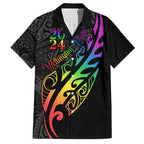 Personalised New Zealand Wellington Pride Hawaiian Shirt Maori Fern with Pride Flag 2024