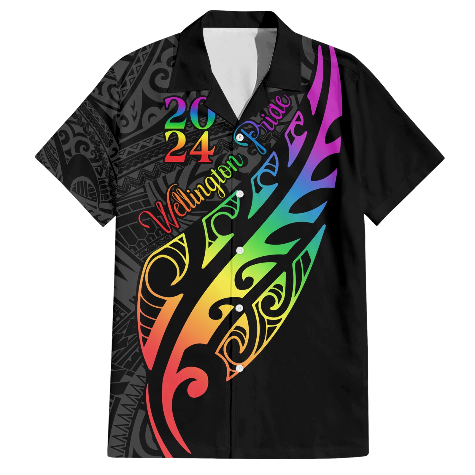 Personalised New Zealand Wellington Pride Hawaiian Shirt Maori Fern with Pride Flag 2024