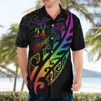 Personalised New Zealand Wellington Pride Hawaiian Shirt Maori Fern with Pride Flag 2024