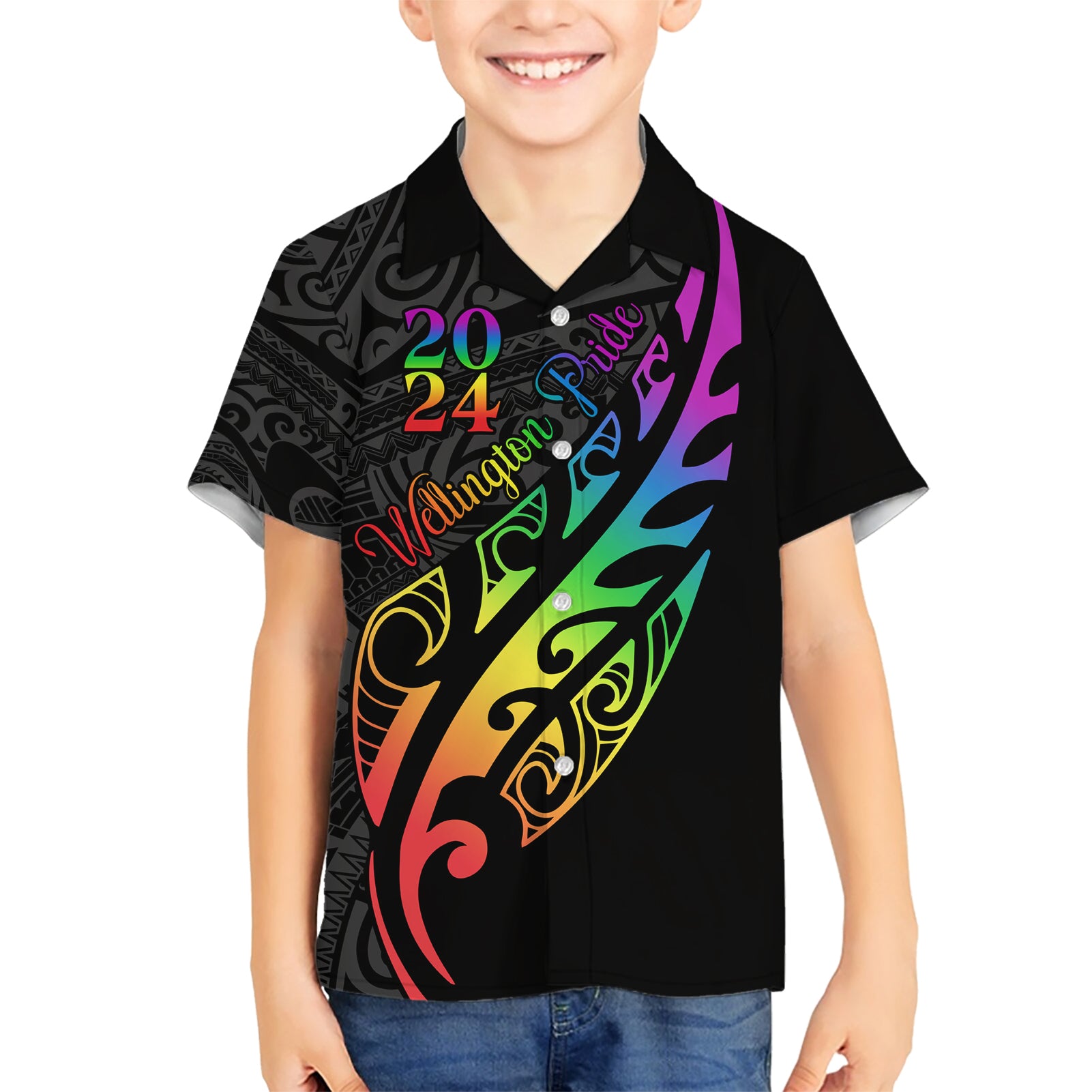 Personalised New Zealand Wellington Pride Hawaiian Shirt Maori Fern with Pride Flag 2024