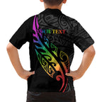 Personalised New Zealand Wellington Pride Kid Hawaiian Shirt Maori Fern with Pride Flag 2024