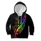 Personalised New Zealand Wellington Pride Kid Hoodie Maori Fern with Pride Flag 2024