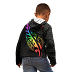 Personalised New Zealand Wellington Pride Kid Hoodie Maori Fern with Pride Flag 2024