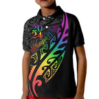 Personalised New Zealand Wellington Pride Kid Polo Shirt Maori Fern with Pride Flag 2024
