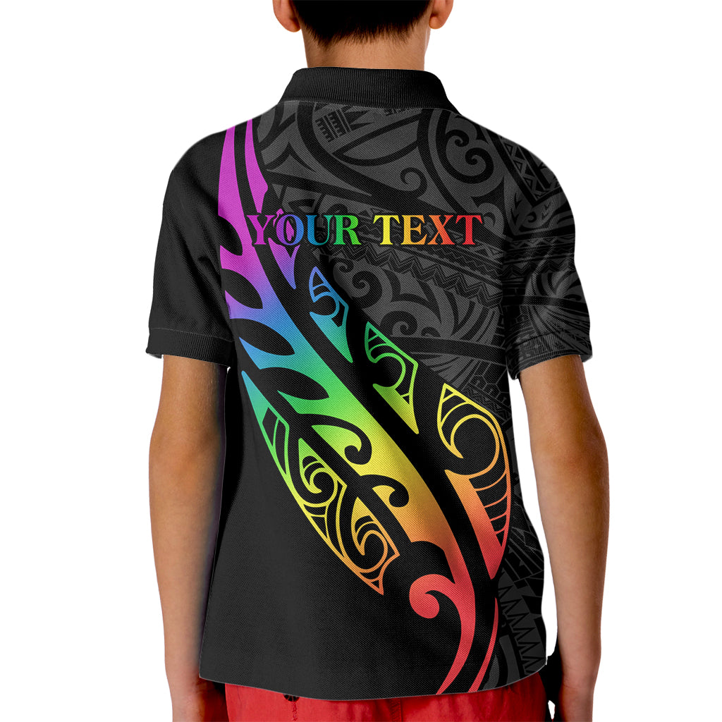 Personalised New Zealand Wellington Pride Kid Polo Shirt Maori Fern with Pride Flag 2024