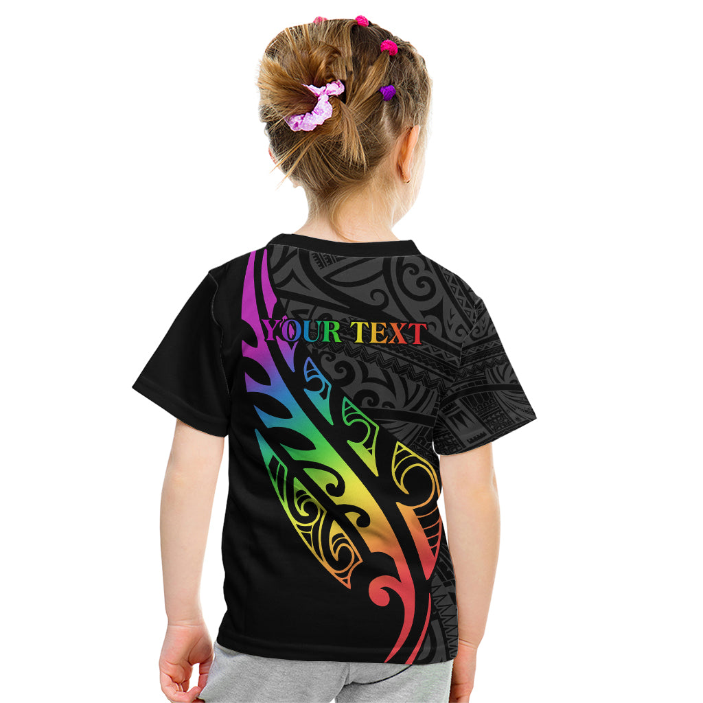 Personalised New Zealand Wellington Pride Kid T Shirt Maori Fern with Pride Flag 2024