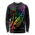 Personalised New Zealand Wellington Pride Long Sleeve Shirt Maori Fern with Pride Flag 2024