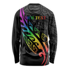 Personalised New Zealand Wellington Pride Long Sleeve Shirt Maori Fern with Pride Flag 2024