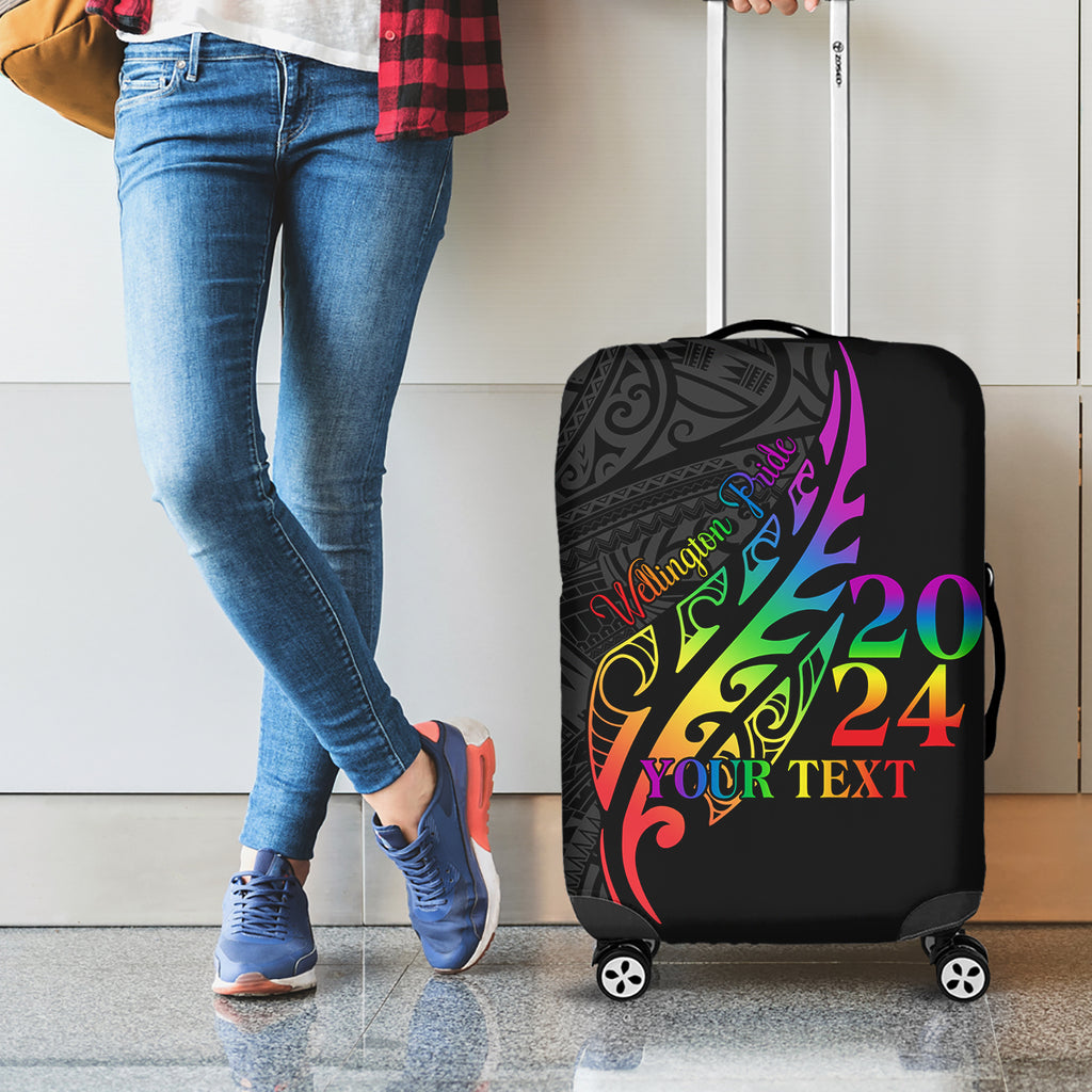 Personalised New Zealand Wellington Pride Luggage Cover Maori Fern with Pride Flag 2024