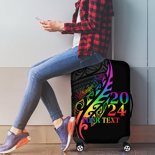 Personalised New Zealand Wellington Pride Luggage Cover Maori Fern with Pride Flag 2024