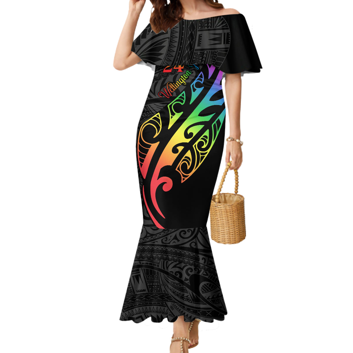 Personalised New Zealand Wellington Pride Mermaid Dress Maori Fern with Pride Flag 2024