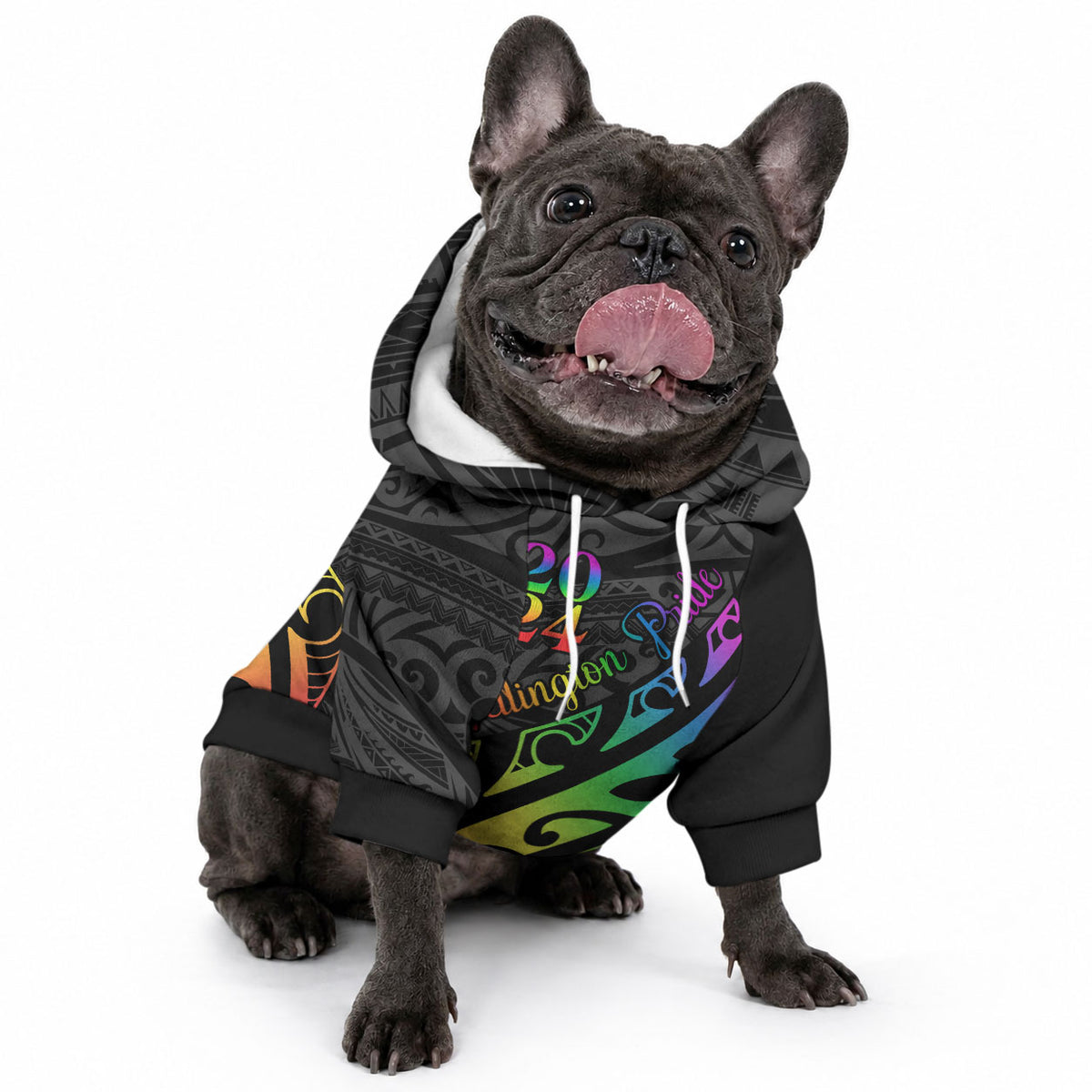 Personalised New Zealand Wellington Pride Pet Hoodie Maori Fern with Pride Flag 2024