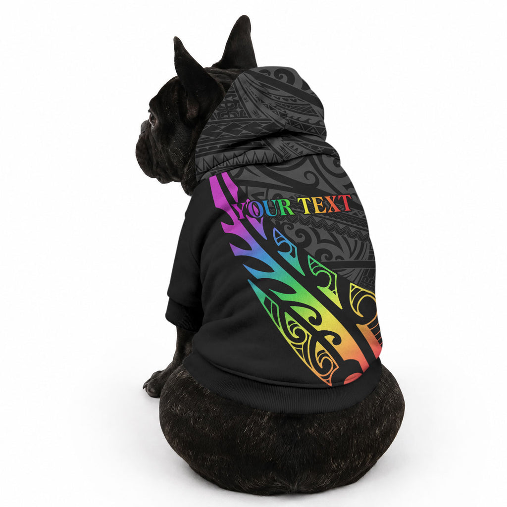 Personalised New Zealand Wellington Pride Pet Hoodie Maori Fern with Pride Flag 2024
