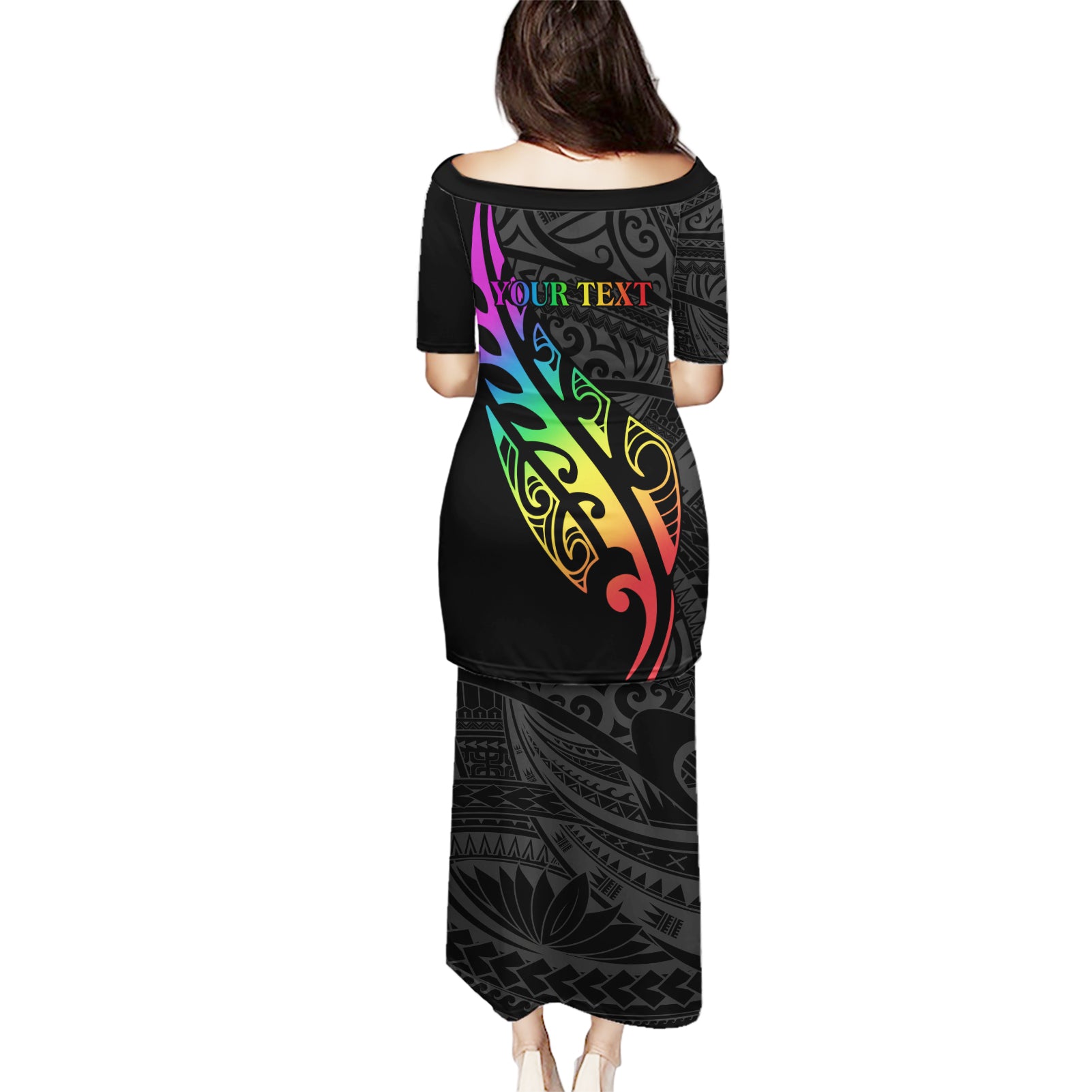 Personalised New Zealand Wellington Pride Puletasi Maori Fern with Pride Flag 2024