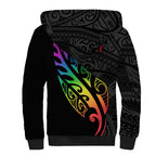 Personalised New Zealand Wellington Pride Sherpa Hoodie Maori Fern with Pride Flag 2024