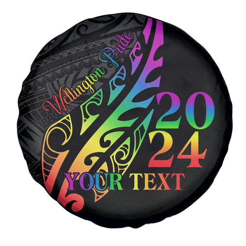 Personalised New Zealand Wellington Pride Spare Tire Cover Maori Fern with Pride Flag 2024