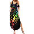 Personalised New Zealand Wellington Pride Summer Maxi Dress Maori Fern with Pride Flag 2024