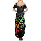 Personalised New Zealand Wellington Pride Summer Maxi Dress Maori Fern with Pride Flag 2024
