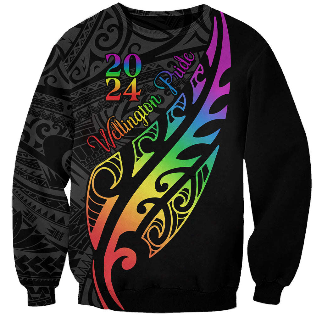 Personalised New Zealand Wellington Pride Sweatshirt Maori Fern with Pride Flag 2024