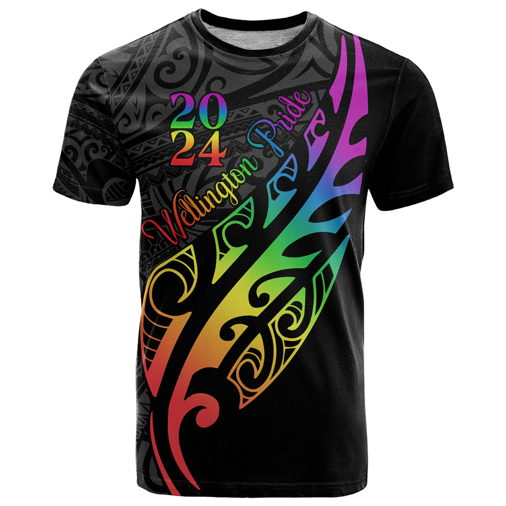 Personalised New Zealand Wellington Pride T Shirt Maori Fern with Pride Flag 2024