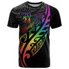 Personalised New Zealand Wellington Pride T Shirt Maori Fern with Pride Flag 2024