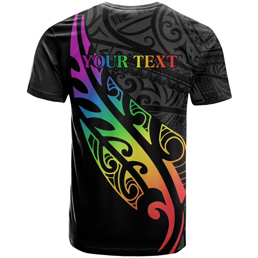 Personalised New Zealand Wellington Pride T Shirt Maori Fern with Pride Flag 2024