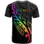 Personalised New Zealand Wellington Pride T Shirt Maori Fern with Pride Flag 2024