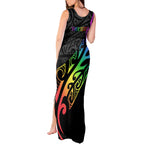 Personalised New Zealand Wellington Pride Tank Maxi Dress Maori Fern with Pride Flag 2024