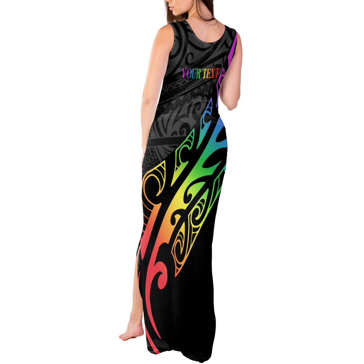 Personalised New Zealand Wellington Pride Tank Maxi Dress Maori Fern with Pride Flag 2024