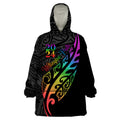 Personalised New Zealand Wellington Pride Wearable Blanket Hoodie Maori Fern with Pride Flag 2024