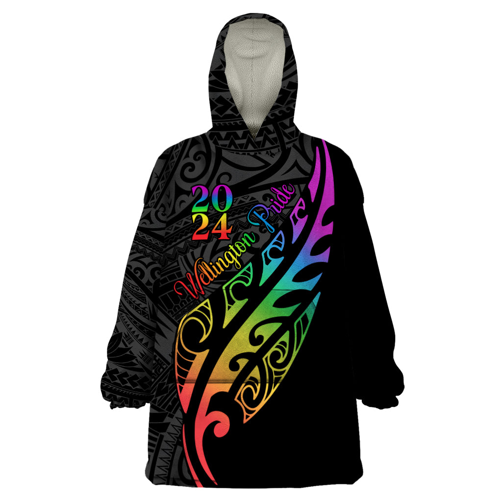 Personalised New Zealand Wellington Pride Wearable Blanket Hoodie Maori Fern with Pride Flag 2024