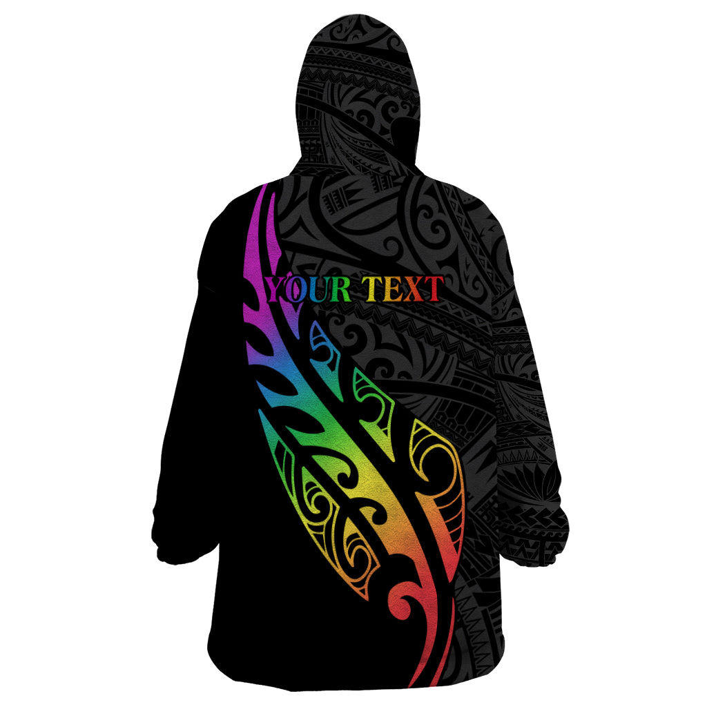 Personalised New Zealand Wellington Pride Wearable Blanket Hoodie Maori Fern with Pride Flag 2024