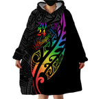 Personalised New Zealand Wellington Pride Wearable Blanket Hoodie Maori Fern with Pride Flag 2024