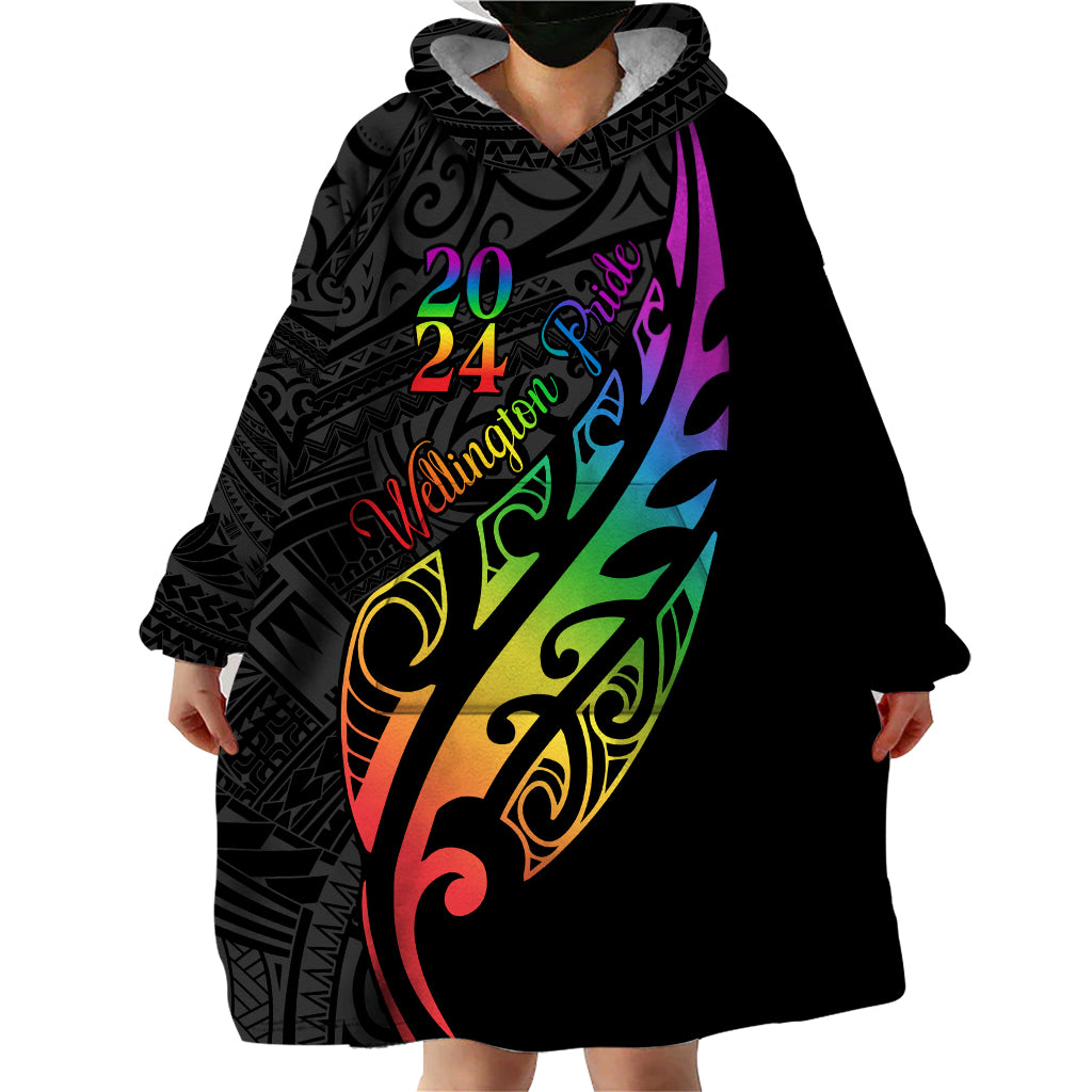 Personalised New Zealand Wellington Pride Wearable Blanket Hoodie Maori Fern with Pride Flag 2024