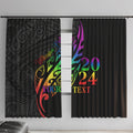 Personalised New Zealand Wellington Pride Window Curtain Maori Fern with Pride Flag 2024
