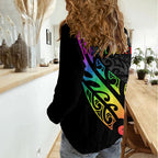 Personalised New Zealand Wellington Pride Women Casual Shirt Maori Fern with Pride Flag 2024