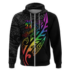 Personalised New Zealand Wellington Pride Zip Hoodie Maori Fern with Pride Flag 2024