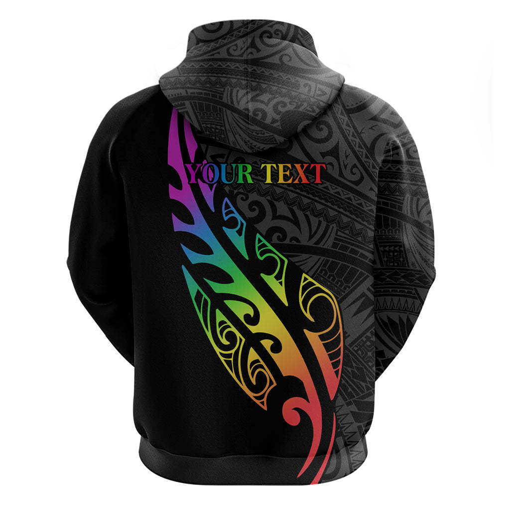 Personalised New Zealand Wellington Pride Zip Hoodie Maori Fern with Pride Flag 2024