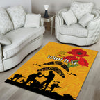 Australia Matildas Soccer ANZAC Custom Area Rug Gallipoli Soldier With Aboriginal Dots Art