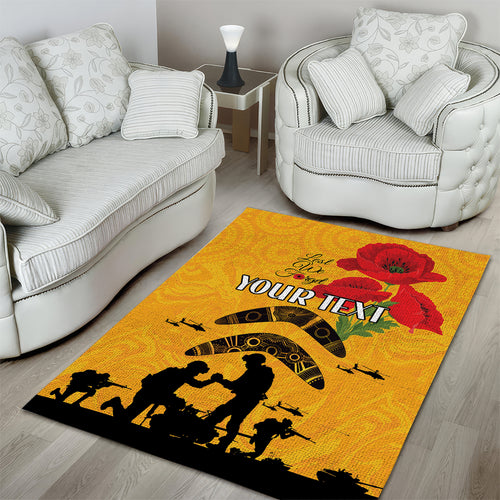 Australia Matildas Soccer ANZAC Custom Area Rug Gallipoli Soldier With Aboriginal Dots Art