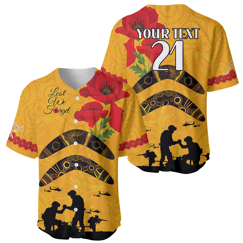 Australia Matildas Soccer ANZAC Custom Baseball Jersey Gallipoli Soldier With Aboriginal Dots Art