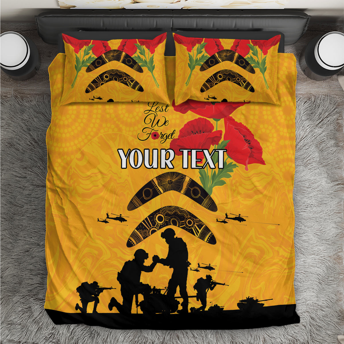 Australia Matildas Soccer ANZAC Custom Bedding Set Gallipoli Soldier With Aboriginal Dots Art